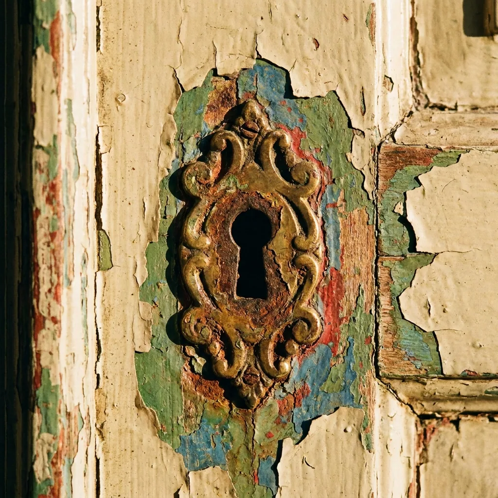 Buntbartschloss in einer alten Holztür