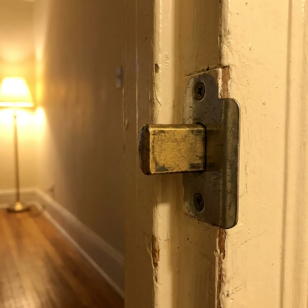 Wohnungstür von innen mit Falle und Schließblech